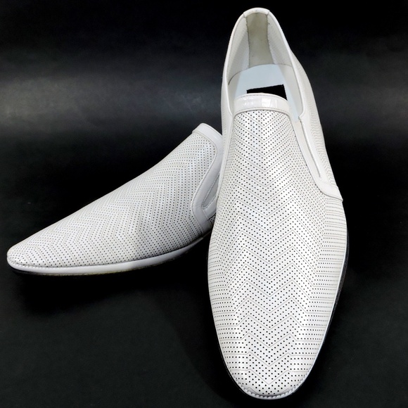 GOODMAN 🇮🇹 MEN'S WHITE LEATHER COMFORT SUMMER LOAFERS - Picture 6 of 6